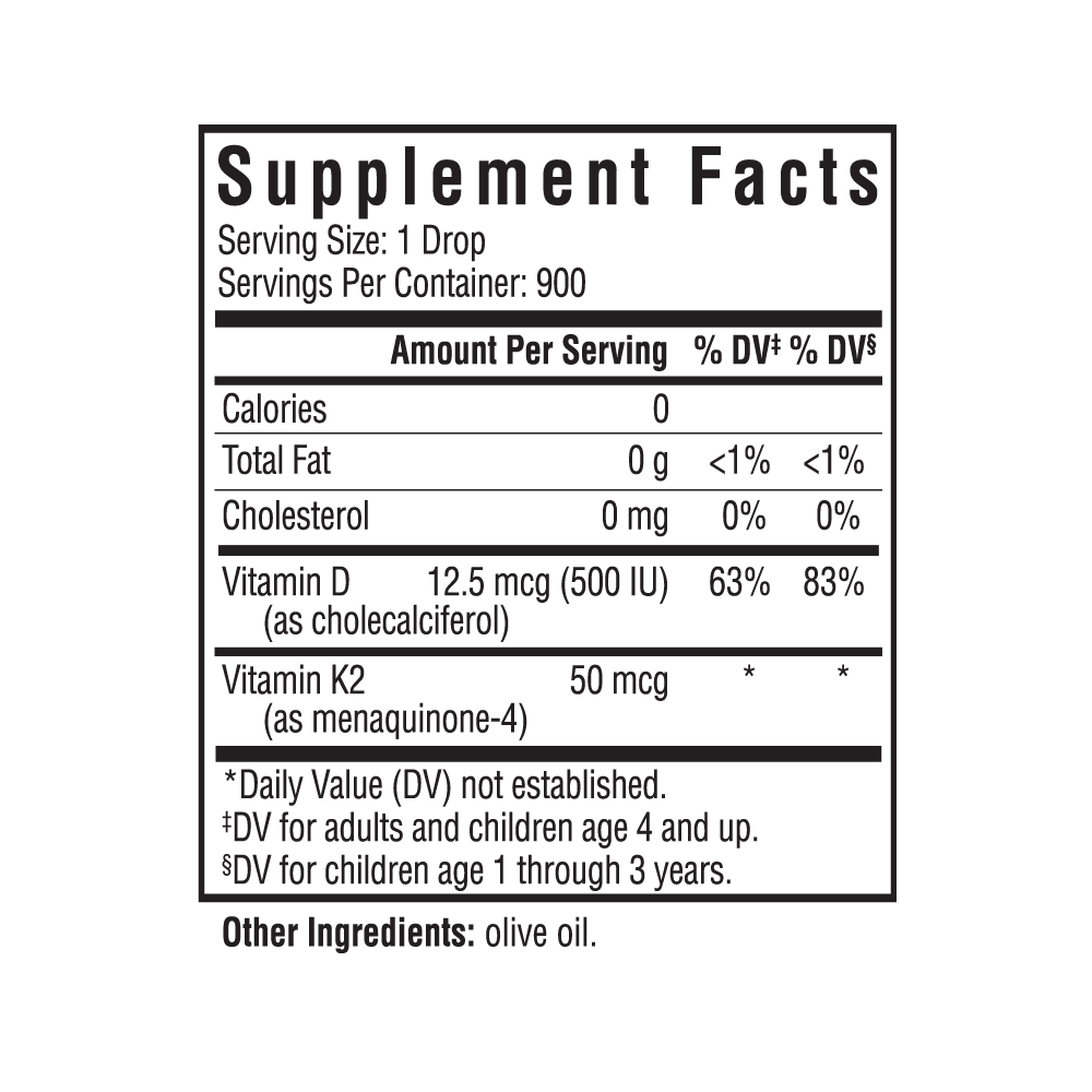 Vitamin D3 + K2 Drops - Everyday Health Routine